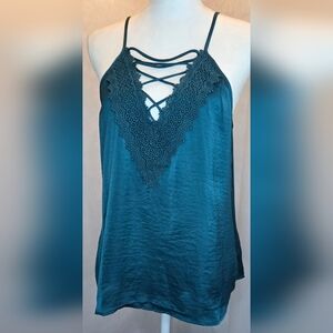 Mauby Deep Teal Lace Trim Cami